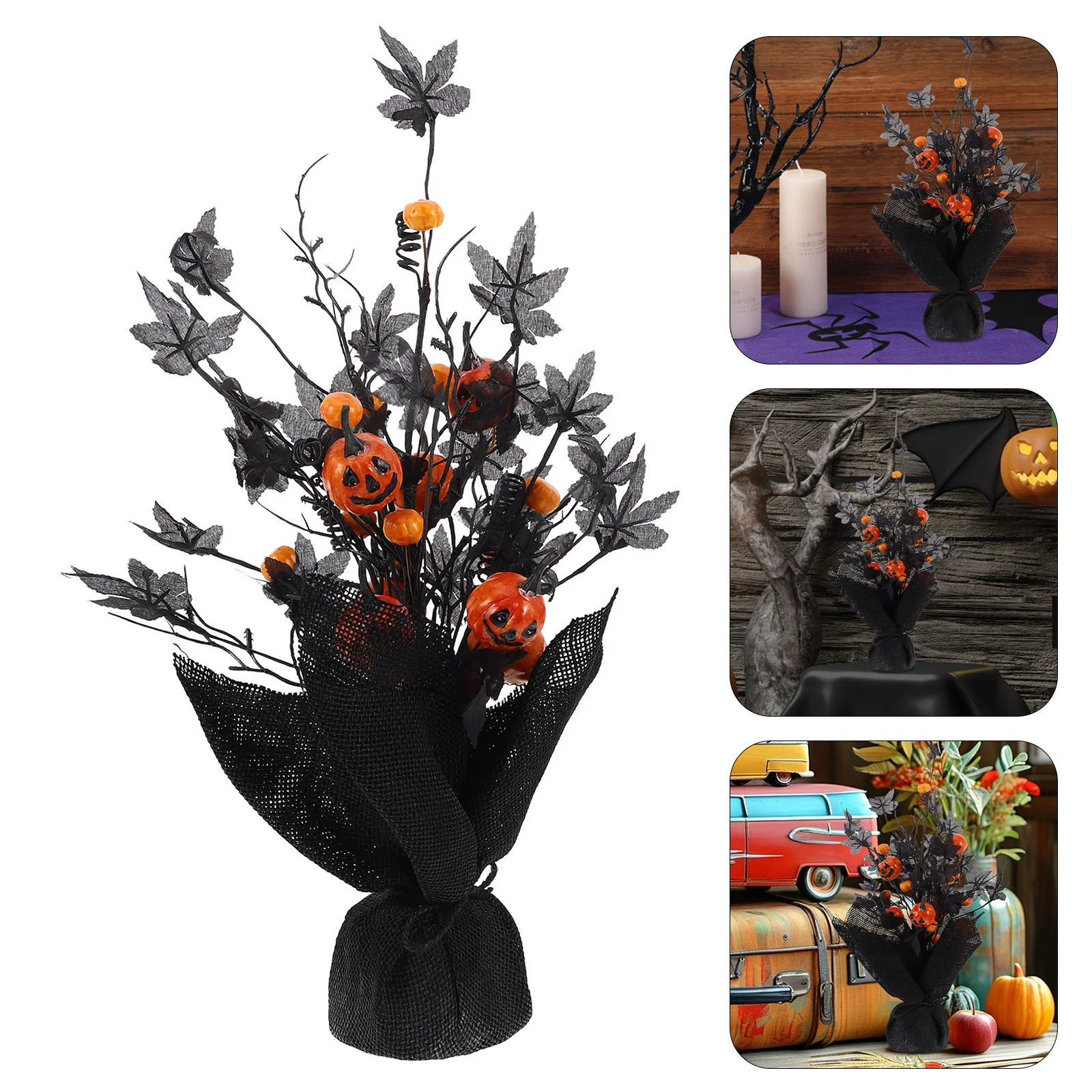 

Halloween Decorations Artificial Pumpkin Maple Leaf Tree Tabletop Decor Home Indoor Holiday Autumn Party Harvest Centerpiece