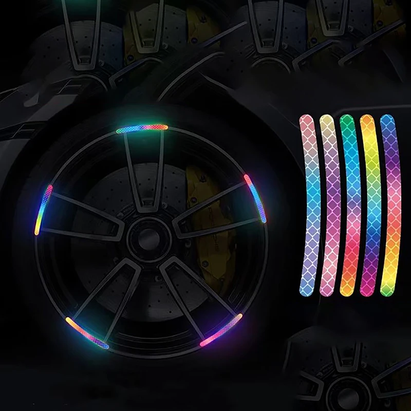 20pcs Car Wheel Hub Reflective Strips Tire Rim Colorful Stickers Night Driving Decors for Car-Styling Accessories