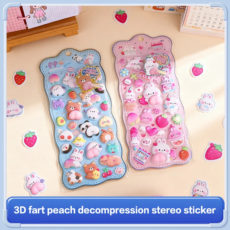 

Kawaii мультфильм 3D пердеж стерео наклейка стереоскопические милые животные снимают стресс наклейки DIY Декор наклейки поставки