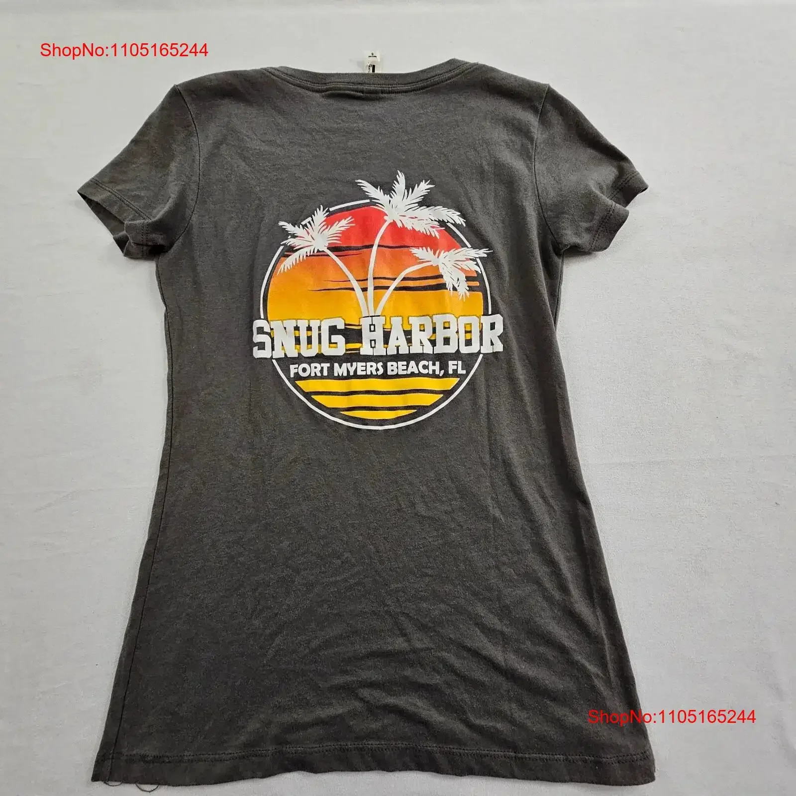 Snug Harbor Fort Myers Beach FL Gray  Cotton Blend T Shirt Women's S vintage Washed Versatile Stretched homme Comfortable