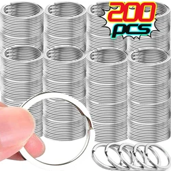 20/200pcs Stainless Steel Key Ring Key Chain 25mm Round Flat Round Split Keychain Polished Metal Blank Circle For DIY Findings