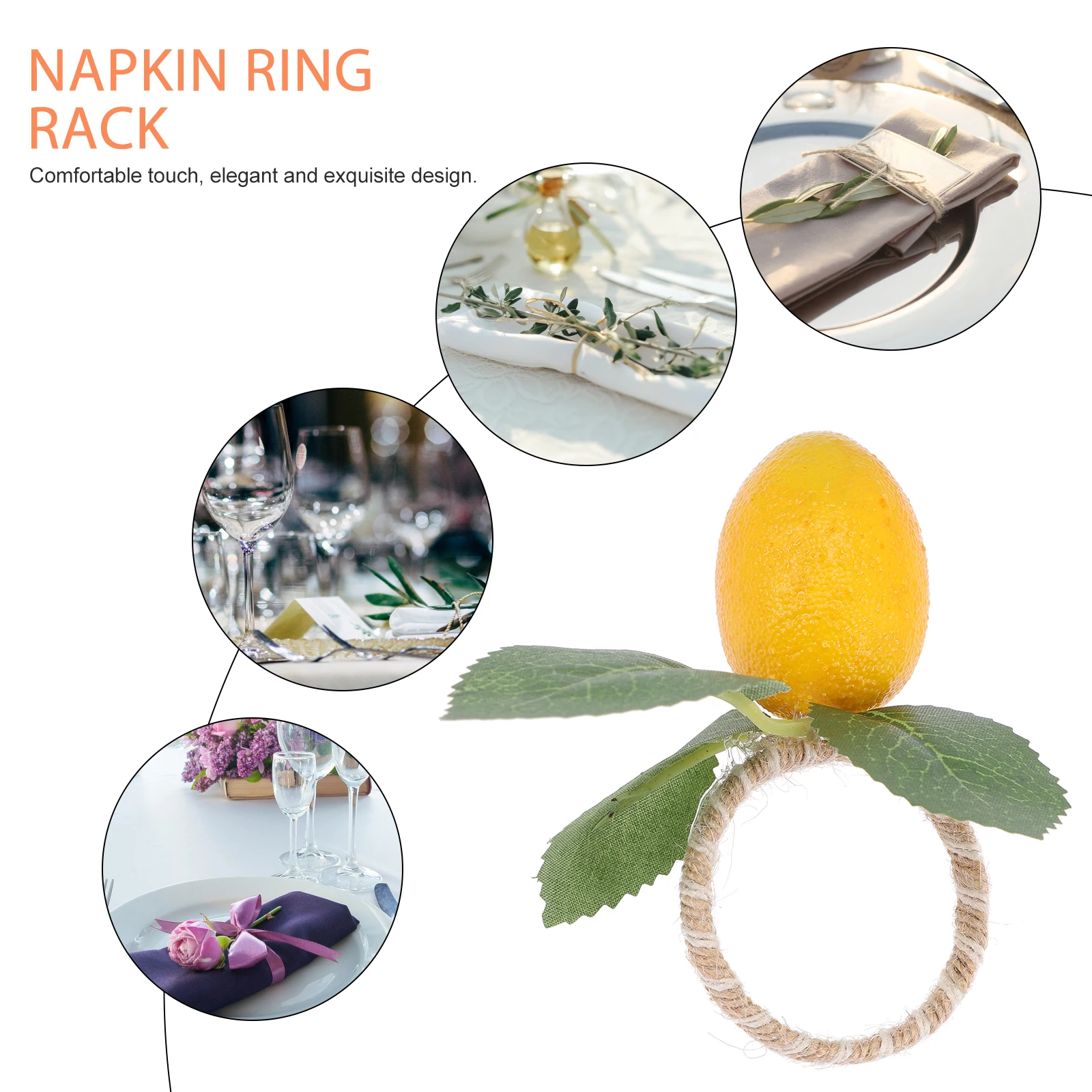 6 Pcs Plastic Fruit Napkin Rings Detailed Workmanship Safe Lovely Lemon Design Decorate Napkin Birthday Parties