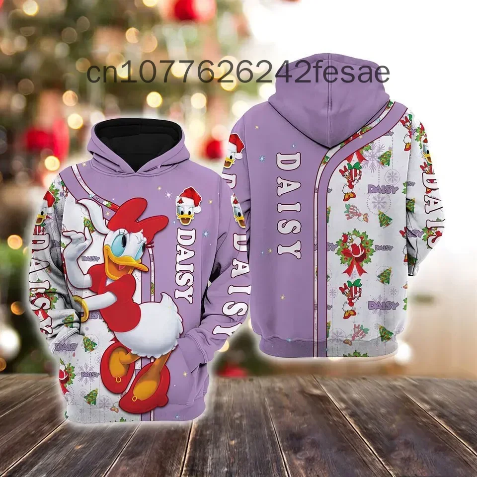 Summer New Disney Daisy duck Hoodies Casual Hip Hop Street Clothing Men's and Women's Long sleeved Sweatshirts