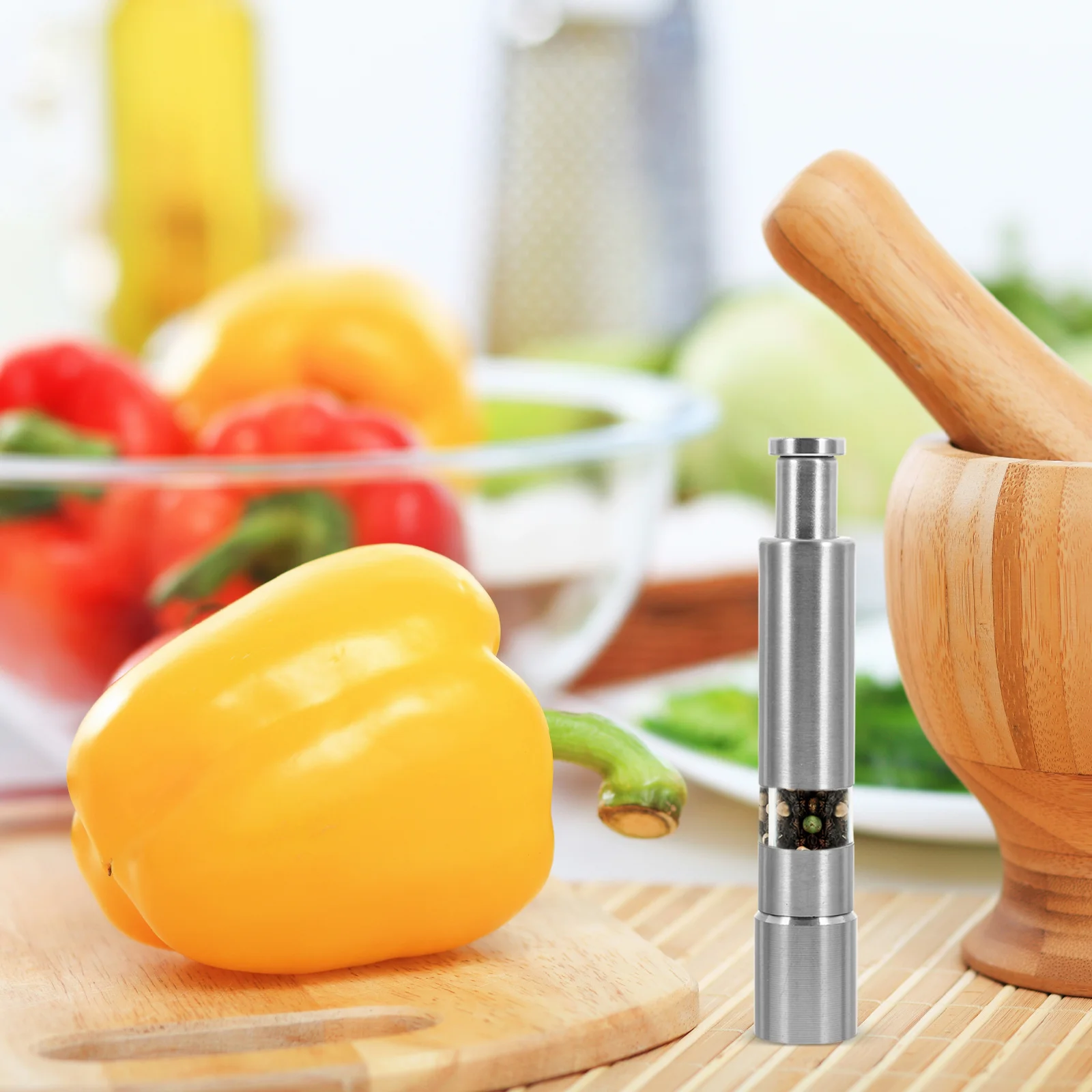 

1pc Stainless Steel Grinding Tool Manual Pepper Mill For Kitchen Multi-Purpose Spice Grinder Portable Crusher For Bbq Picnic