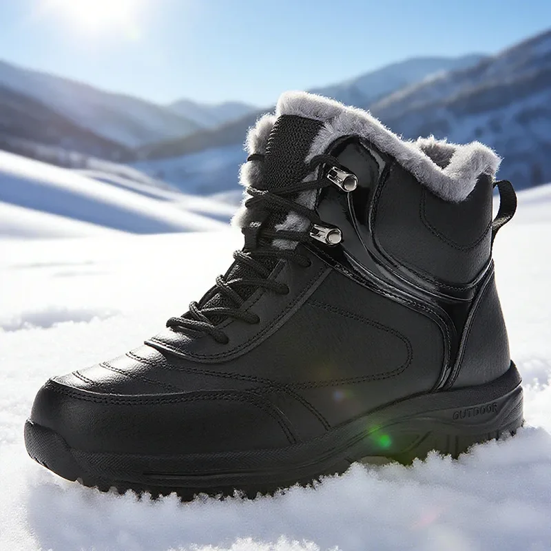 

Men's Winter New Style with Plush Warm Snow Boots, Fashionable Thickened High Top Cotton Shoes, Anti Slip Casual Sports Shoes