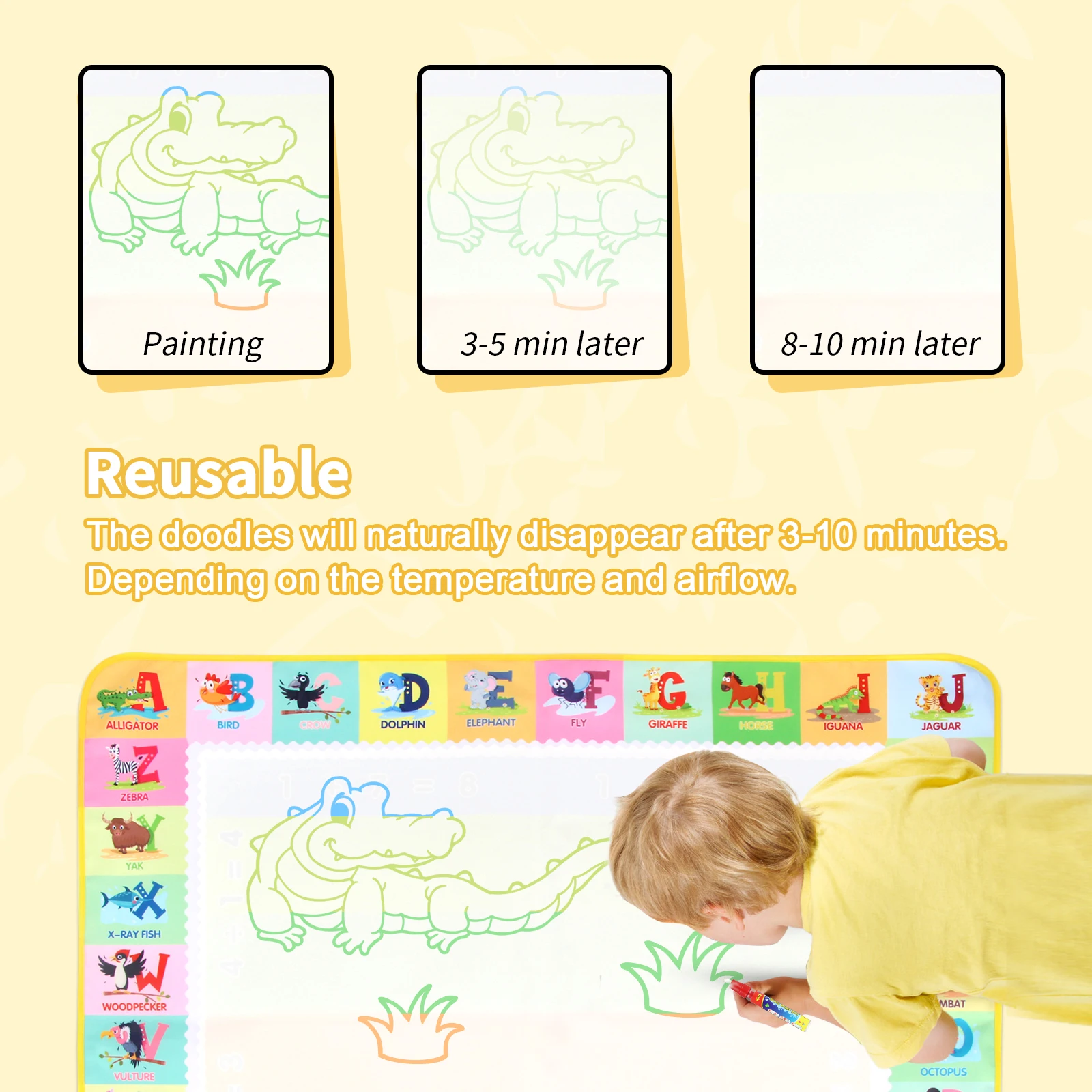 100x80 CM Magia Acqua Disegno Zerbino Con Penne Magiche Riutilizzabili Colorazione Doodle Bordo di Pittura Educativi Montessori Giocattoli Per Bambini regali