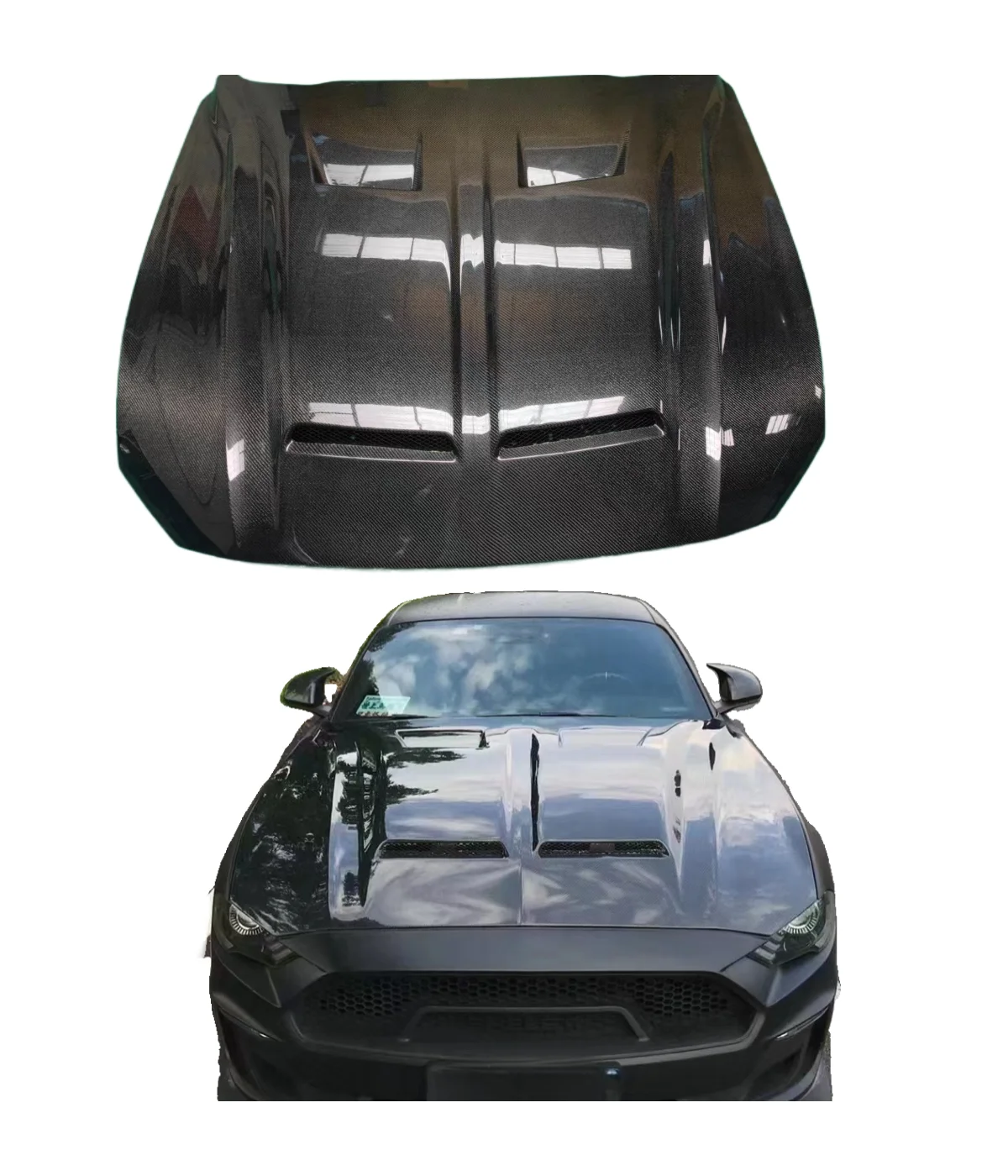 

High Quality Engine Cover Hood Carbon Fiber Bonnet for Ford Mustang 2018 - 2022