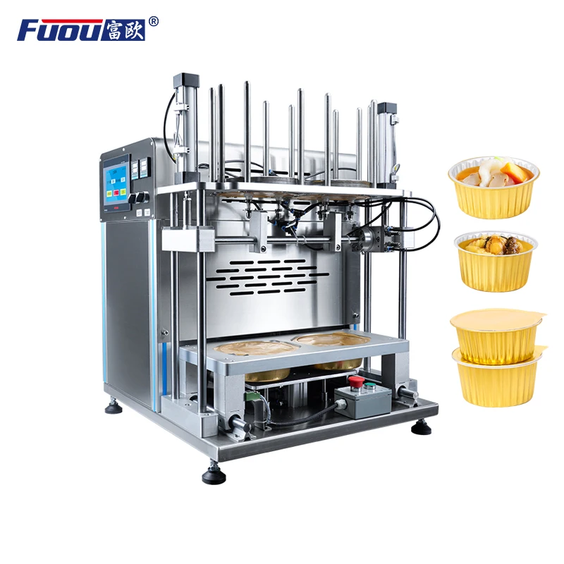 Tabletop Pneumatic Tray Sealer Fast Food Lunch Box Packaging Machine Aluminum   Sealing Machinery for Cakes and Desserts
