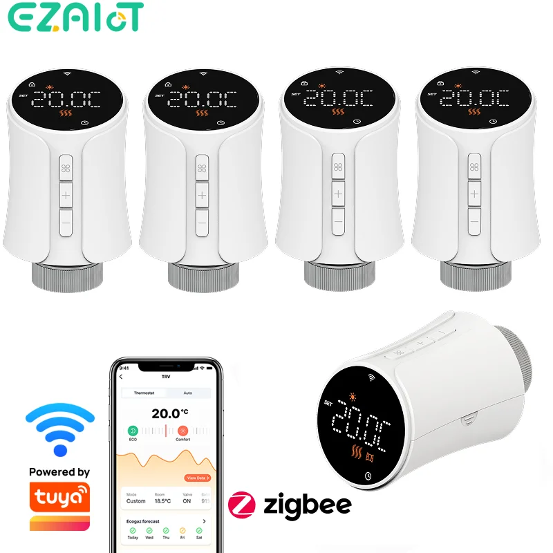 

1-5 шт. Tuya WiFi/Zigbee термостатический клапан радиатора умный термостат TRV контроллер температуры работает с Alexa, Google Home