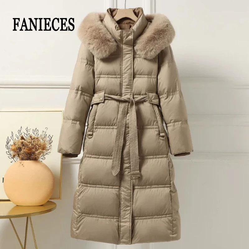 Women 2027 Winter Long Coat Fur Hooded Quilted Cotton Jacket Warm Padded Outerwear Windproof Snow Overcoat Casaco Abrigos куртка
