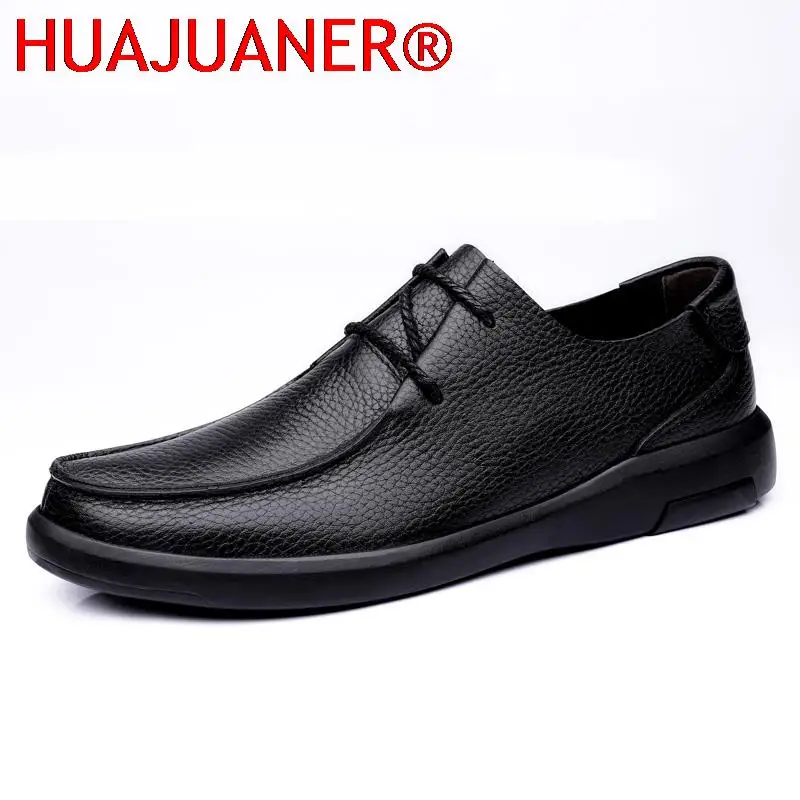 

New Real Leather Men's Casual Shoes Flats Formal Dress Shoes Fashion Business Black Mens Loafers Breathable Male Oxford Footwear