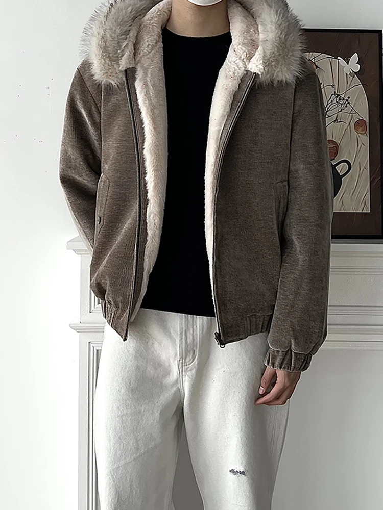 

Mauroicardi Autumn Winter Thickened Warm Short Reversible Jacket Men with Faux Fur Inside Luxury Designer Clothes Hoodie 2025