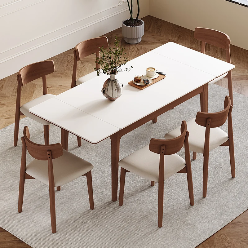 Modern Simple Dining Table Solid Wood Extendable Romantic Unusual Aesthetics Table Comfortable Modern Special Muebles Furniture