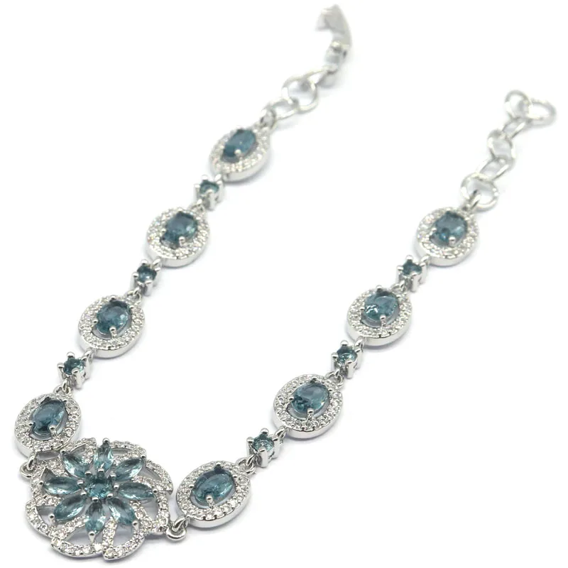 19x19 مللي متر متعدد الألوان الرودوليت العقيق البنفسجي تنزانيت الزبرجد لندن الأزرق توباز تشيكوسلوفاكيا المرأة الفضة سوار 7-7.5 بوصة #6