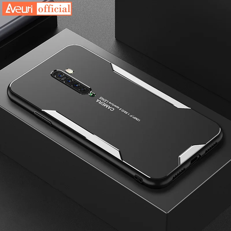 Phone Case For OPPO Reno 10X Zoom RenoZ Aluminum Metal Case For OPPO Reno 2 Z 2Z 2F Reno2 Back Cover Silicone Protection Coque