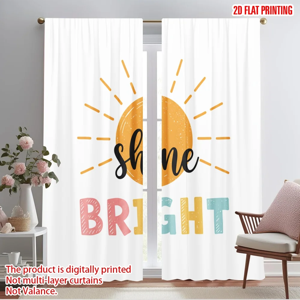 

2pcs 2D flat printing Curtain Sunny Shine Bright 100% Polyester Fabric Without Electricity All Season Party & Holiday Decor for