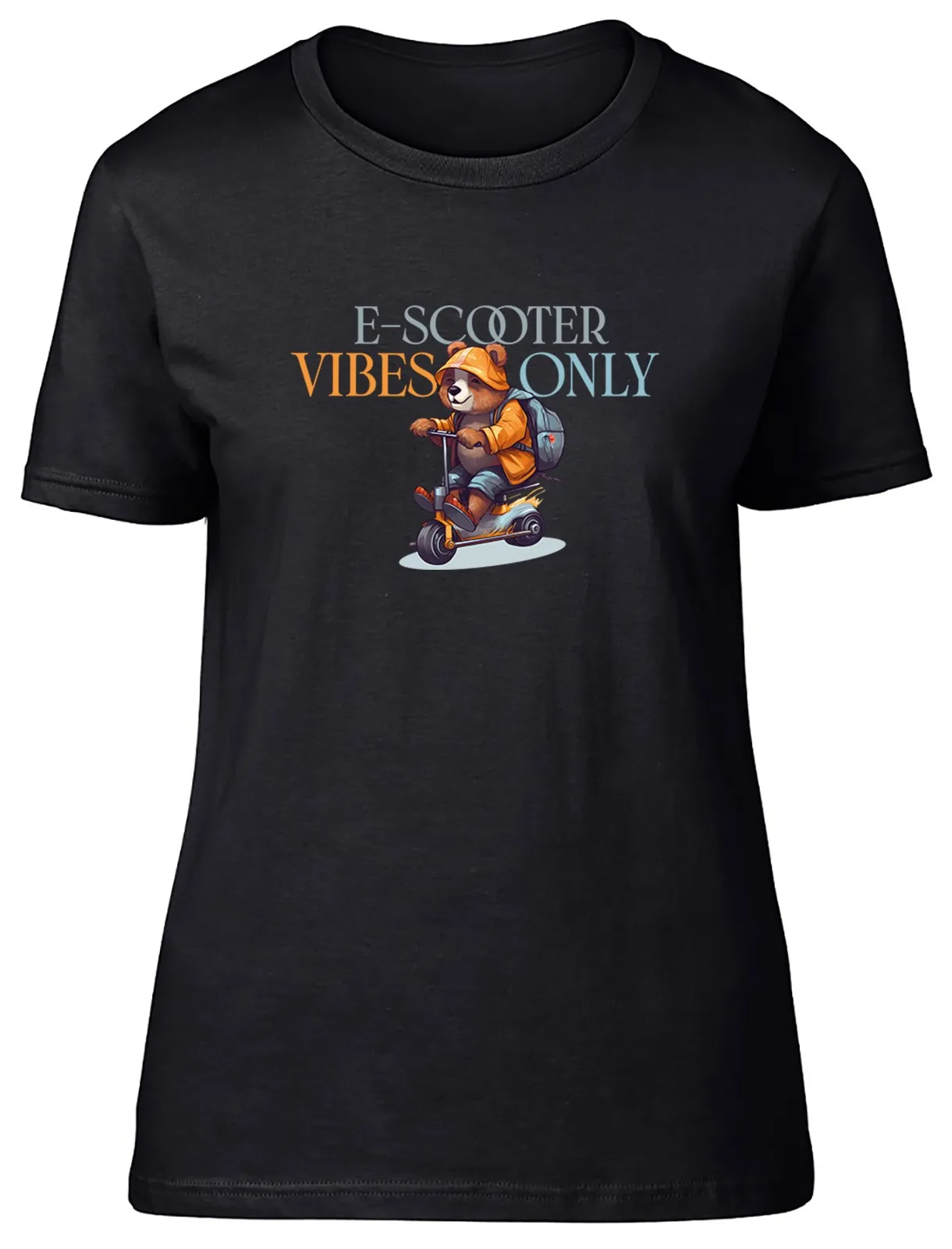 E-Scooter Vibes Only Funny Bear Electric Scooter Womens T-Shirt Ladies Gift Tee