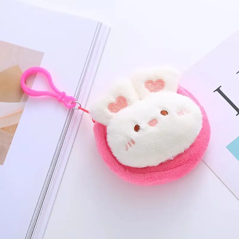 Kawai Kids Mini Coin Purse Candy Rabbit Bear Frog Plush Cartoon Animal Money Coin Bags Student ID Card Credit Card Storage Bags