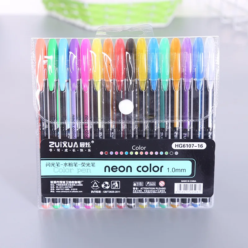 

12/60 Colors Glitter Sketch Drawing Color Pen Markers Gel Pens Set Refill Rollerball Pastel Neon Marker Office School Stationery