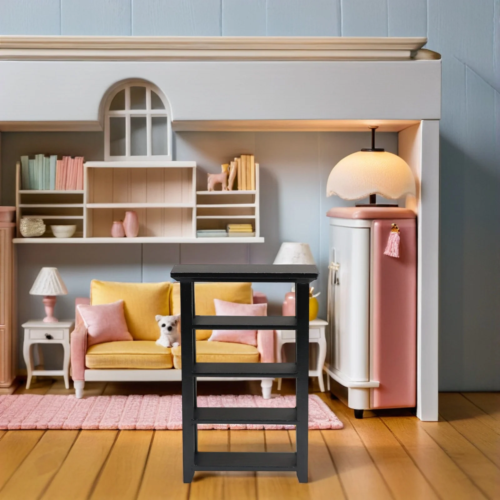 

Simulation Book Shelf Mini Wooden Craft Miniature Furniture Decor Lightweight Smooth Surface Great Gift Family Friends