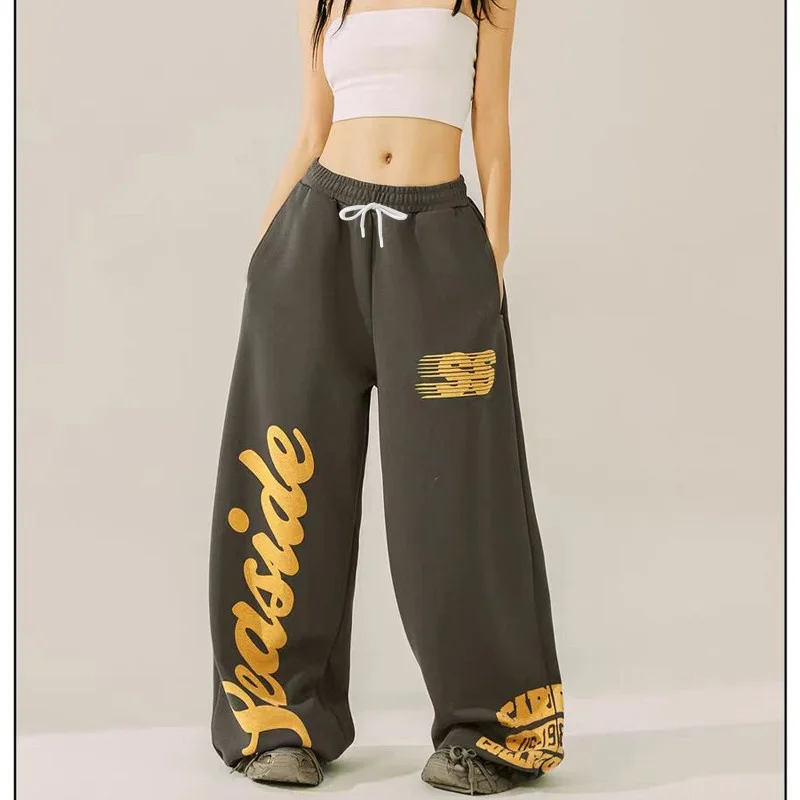2026 High-Waist-Hose mit Kordelzug, locker geschnitten, Hip-Hop-Tanz- und Sport-Hose für Damen und Kinder, modische, lässige lange Hose, für alle Jahreszeiten, normale Passform – Detail 8
