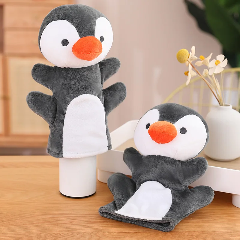 Cartoon Duck Goose Penguin Plush Toy Cute Stuffed Hand Puppet Figure Animals Plushies Doll Kids Educational Soft Toys for Girls