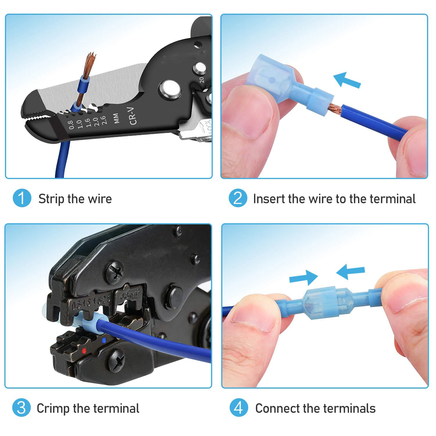 100Pcs Nylon Spade Quick Disconnect Connectors Kit, Electrical Insulated Terminals, Male and Female Spade Wire Crimp Terminal