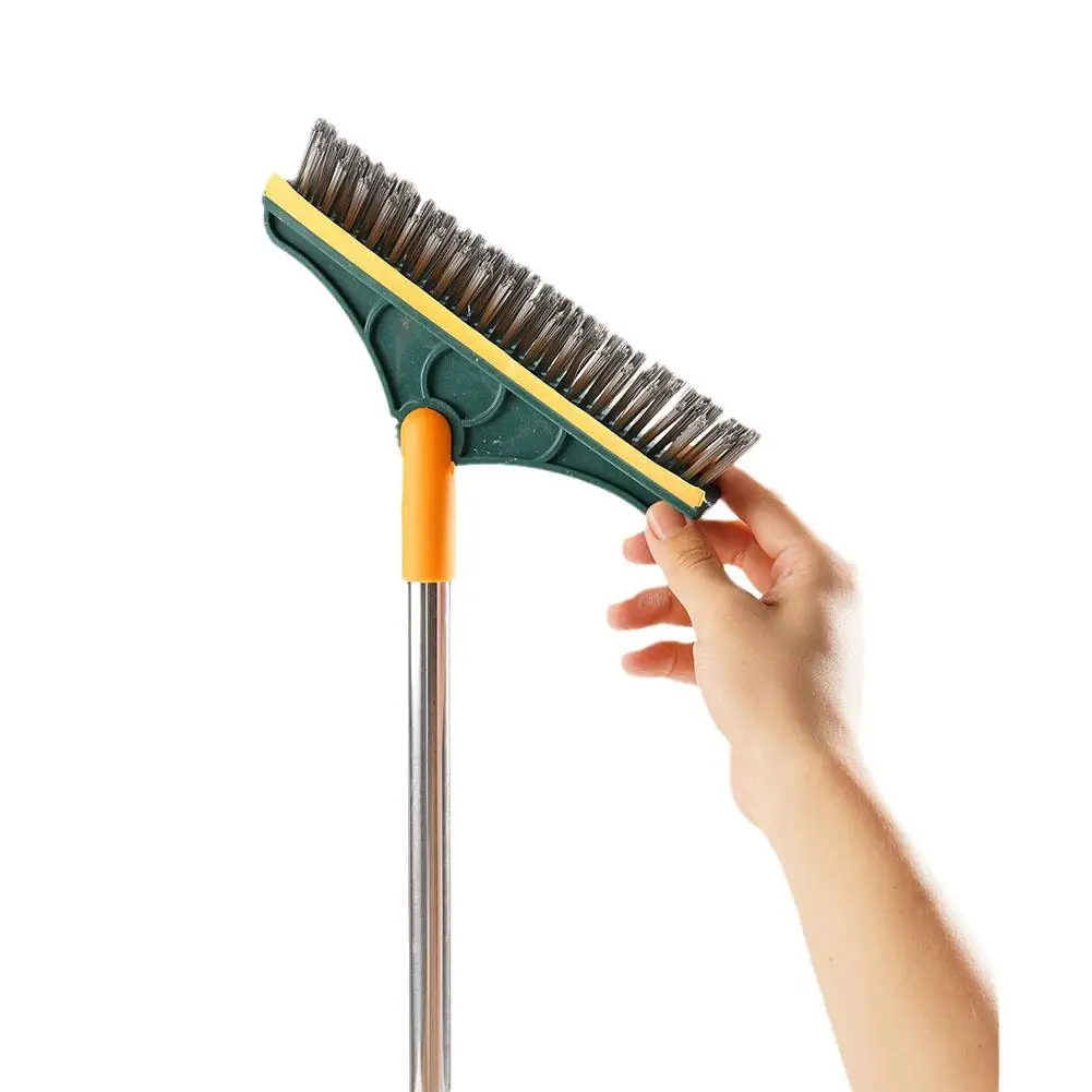 3 In 1 Floor Scrub Brush Rotating Brush Long Handle Windows Stiff Bristle Broom Mop For Bathroom Kitchen Floor Crevice Cleaning