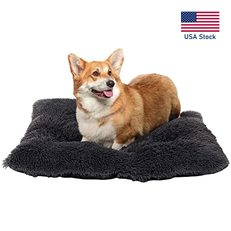 Dog Beds Large Dogs Plush Crate Fluffy Cozy Kennel Pad Anti Anxiety Better Sleep Washable Anti-Slip Bottom Large Medium Dogs