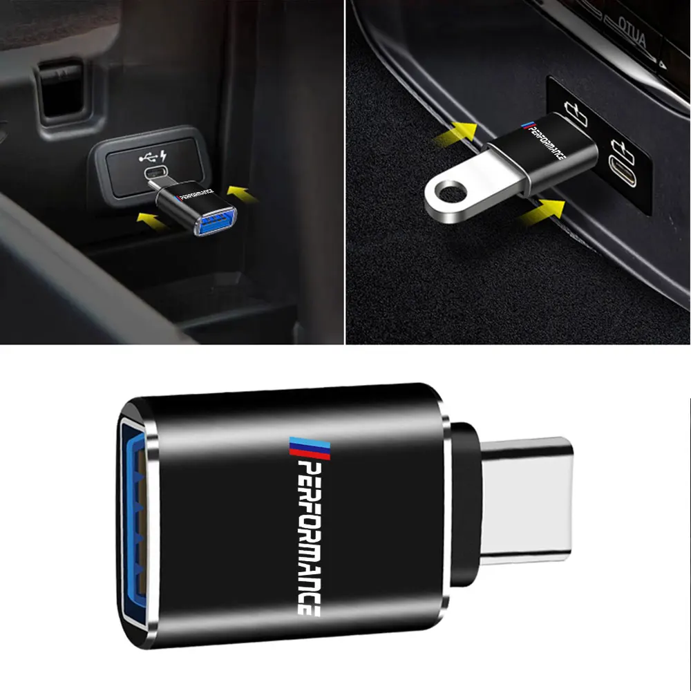 Car Type-C To USB 3.0 Interface Mini Converter Charging Adapter BMW M Badges For BMW M Performance M3 M5 M6 F01 F20 F10 F13 F15