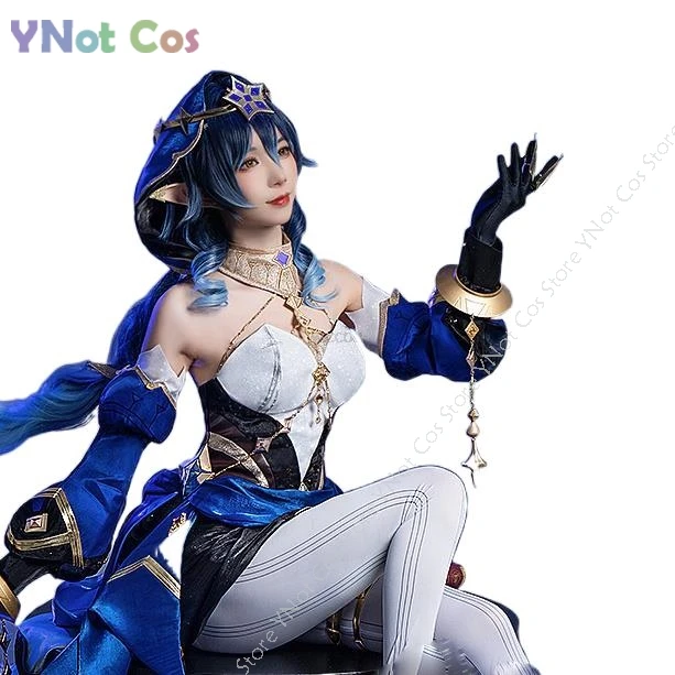 Layla Cosplay Dress Wig Costume Anime Goddess Genshin Impact Costume Genshin Layla Dress Halloween Party Woman Game Clothing