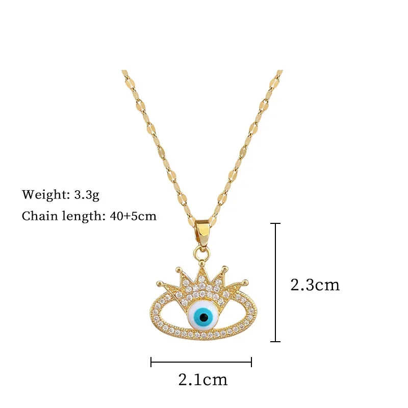 Lindo zircão cílios olhos pingente colar feminino versátil clavícula jóias corrente de aço titânio