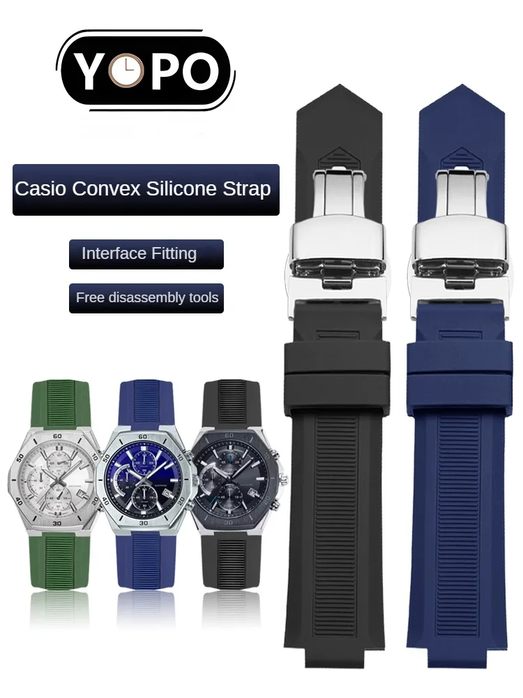 Applicable To C-a-s-i-o Silicone Watch with EFB-680/ECB-10YD/GST-B400/B200 Modified Convex Port 24