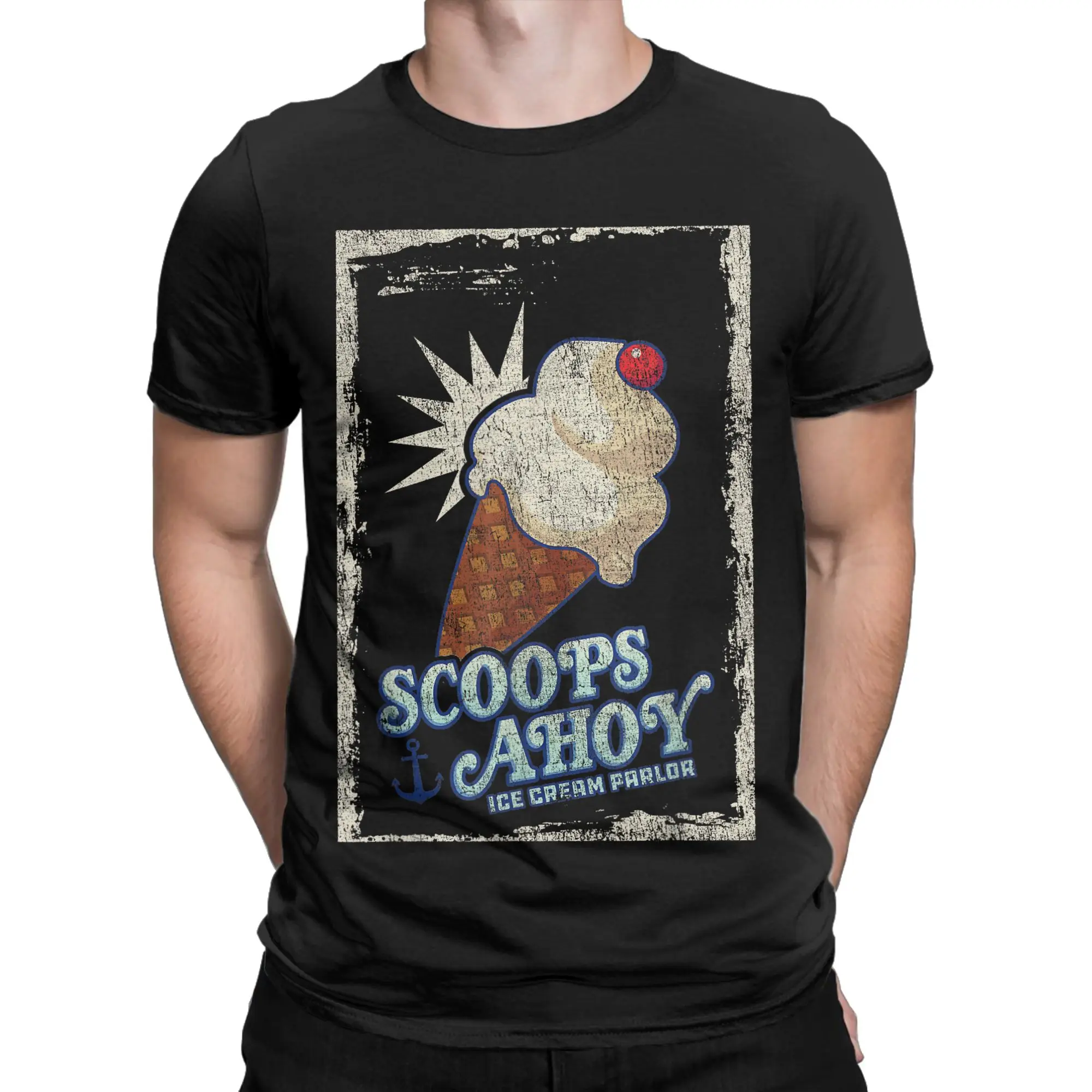 Scoops Ahoy Ice Cream Cone T Shirts Men 100% Cotton Fashion T-Shirt Round Neck  Tee Shirt Short Sleeve Clothing Unique