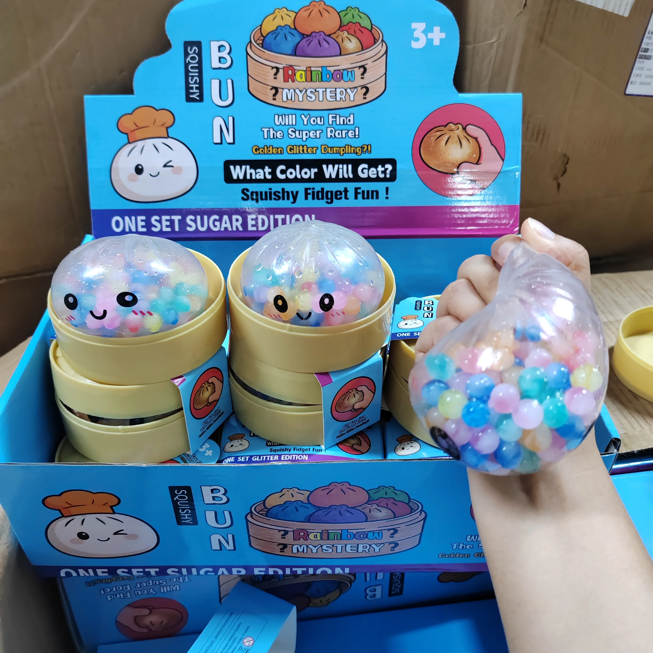 【Spot】Push Bubble Colorful Dumpling Squishes Stress With Steamer Cute Anxiety Toy Soft Decompression Dough For Adults Prospector