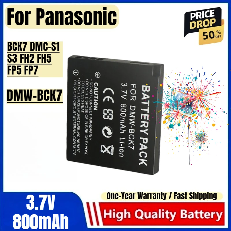 DMW-BCK7 Battery 3.7V 800mAh Rechargeable Batteries And Charger for Panasonic BCK7 DMC-S1 S3 FH2 FH5 FP5 FP7 Camera Battery