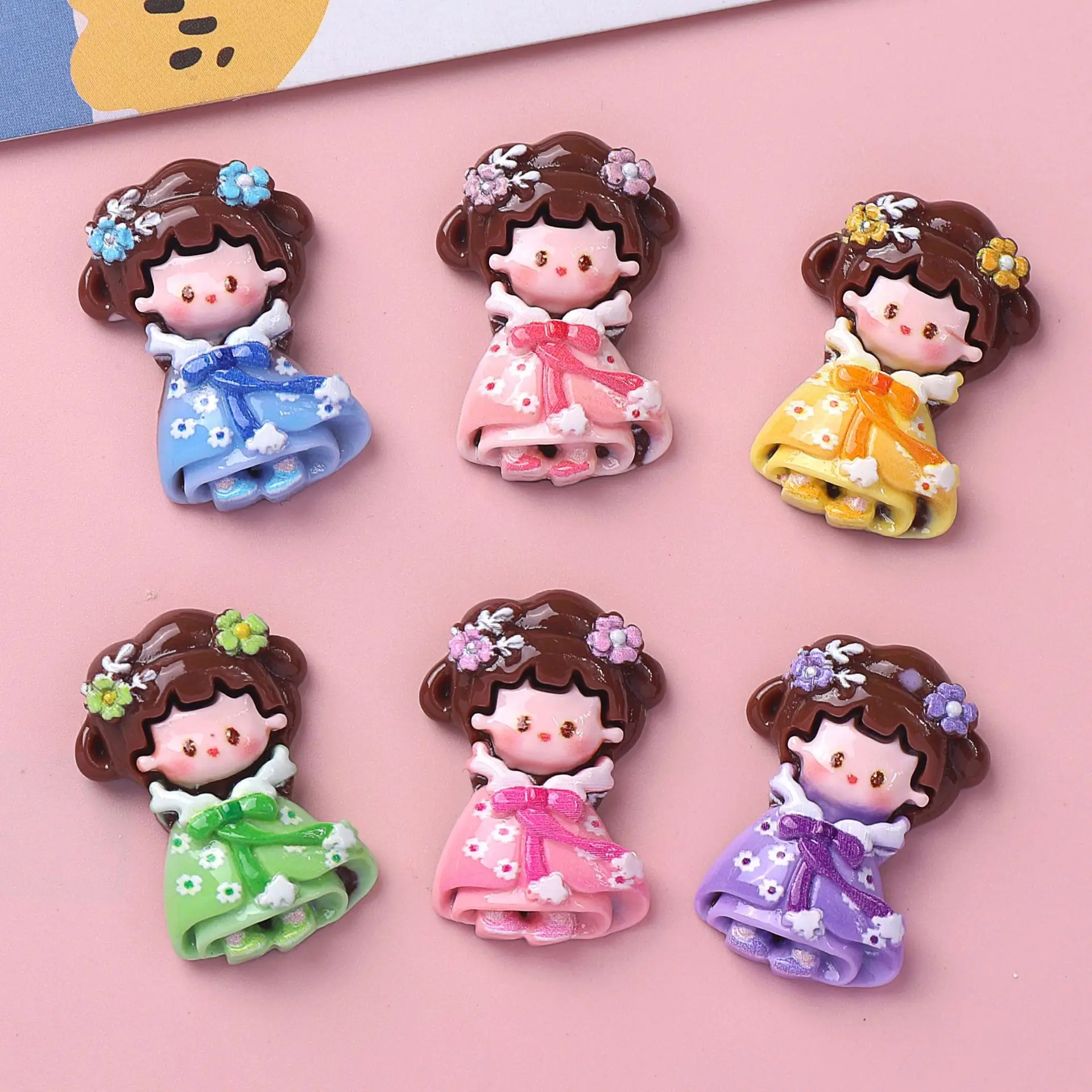 Cartoon glossy cape princess girl DIY resin accessory jewelry six princess journal material DIY accessory court style