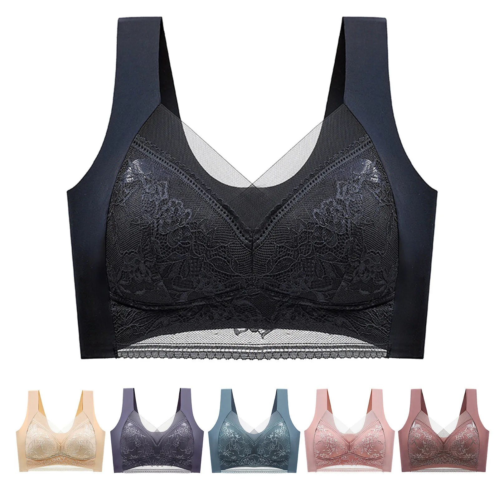 5xl Spring Women Bra Lace Push Up Bralettes Stretchy Wireless Large Size Brassiere Seamless Full Cup Underwear лифчики женские