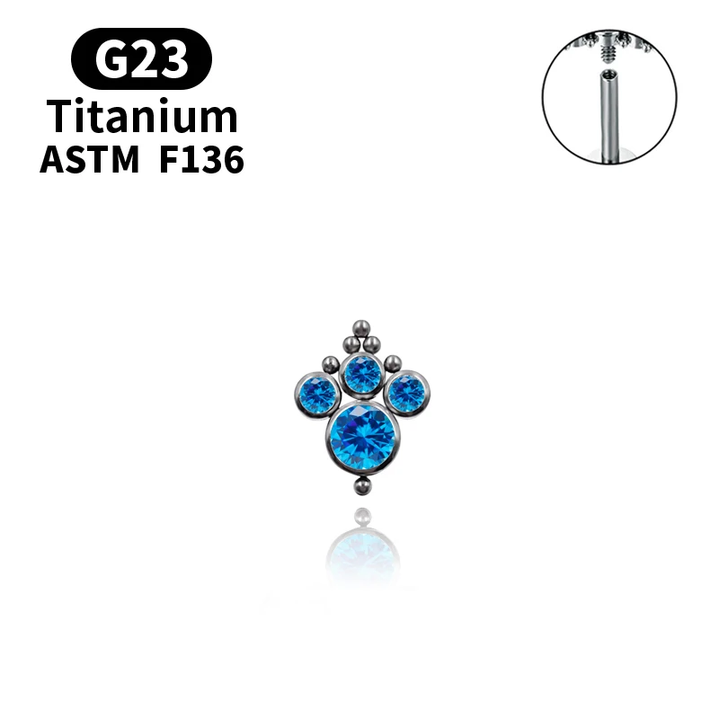 G23 Titanium ASTM F136 Titanium Piercing Stud Earring Tragus Cartilage Labret Lip Piercing Body Jewelry Accessories