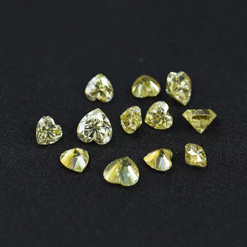 

1-2ct Lemon Yellow Color VVS1 Heart Cut Moissanite Loose Stones Pass Diamond Test Lab Moissanite Gemstone for Diy Jewelry Making