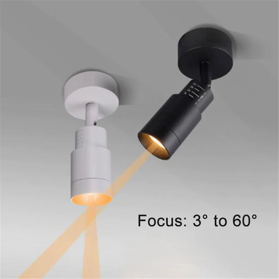 

Industrial 3°–60° LED Zoomable Ceiling Spotlight,Focus 8° 15° 24° 45° Beam Angle Adjustable Ceiling Light for Gallery Picture