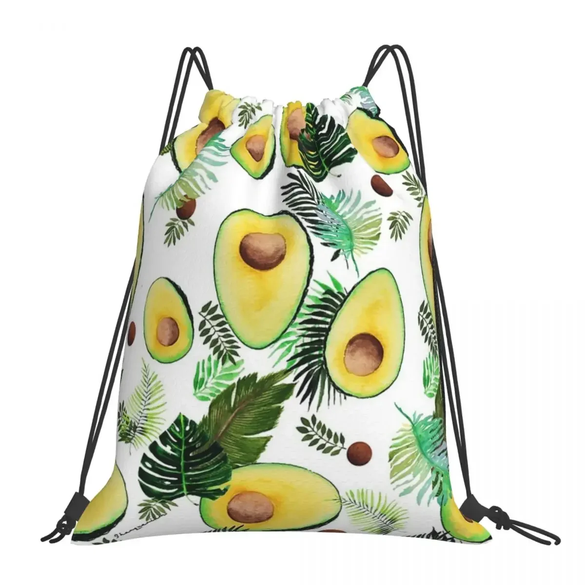 

Tropical Avocado Backpacks Casual Portable Drawstring Bags Drawstring Bundle Pocket Storage Bag BookBag For Man Woman Students