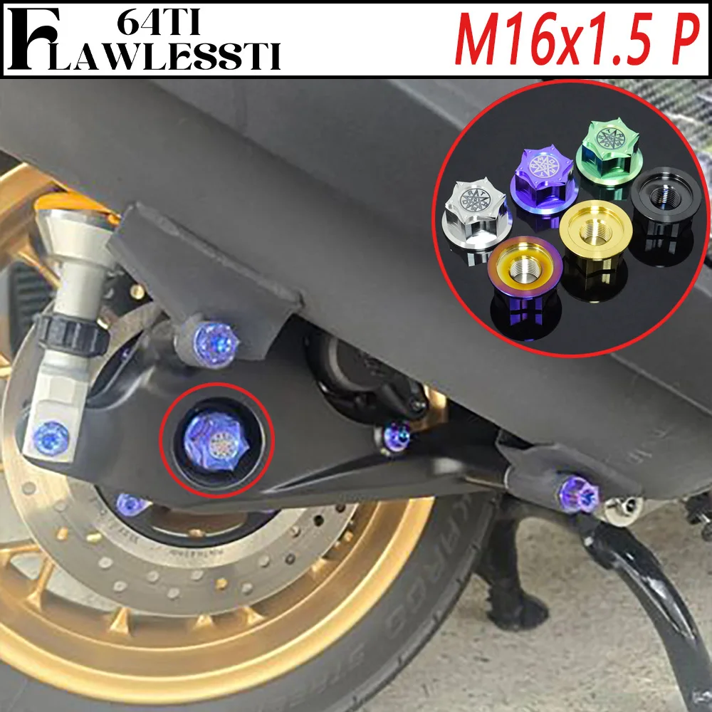 FLAWLESSTI M16x1.5 Pitch Gr5 Titanium Rear Axle Nut For XMAX 300 Forza 350