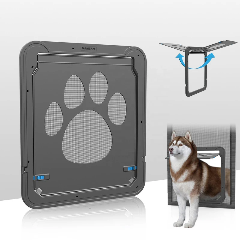 

Pet Screen Doors Lockable Puppy Safety Magnetic Flap Dog Cat Screen Door Interior Free Entry and Exit Gate for Large Medium Dogs