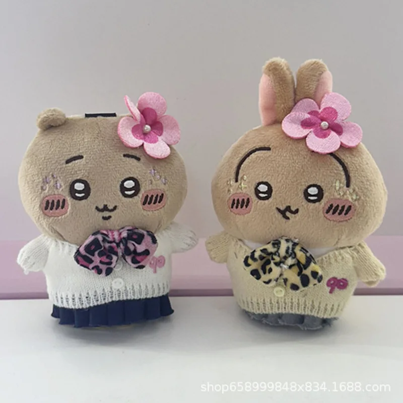 Chiikawa Gal Style Collab Plush Keychain Doll, Cute Momonga Hachiware Characters Plush Pendant, Lovely Collectible Gift