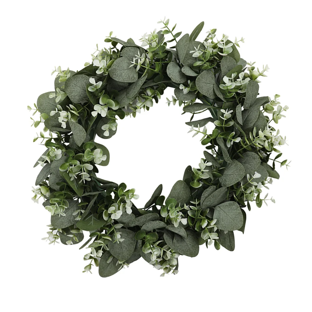 

Eucalyptus Leaves Artificial Garland Decor Plastic Wall Garden Faux Green Wreath