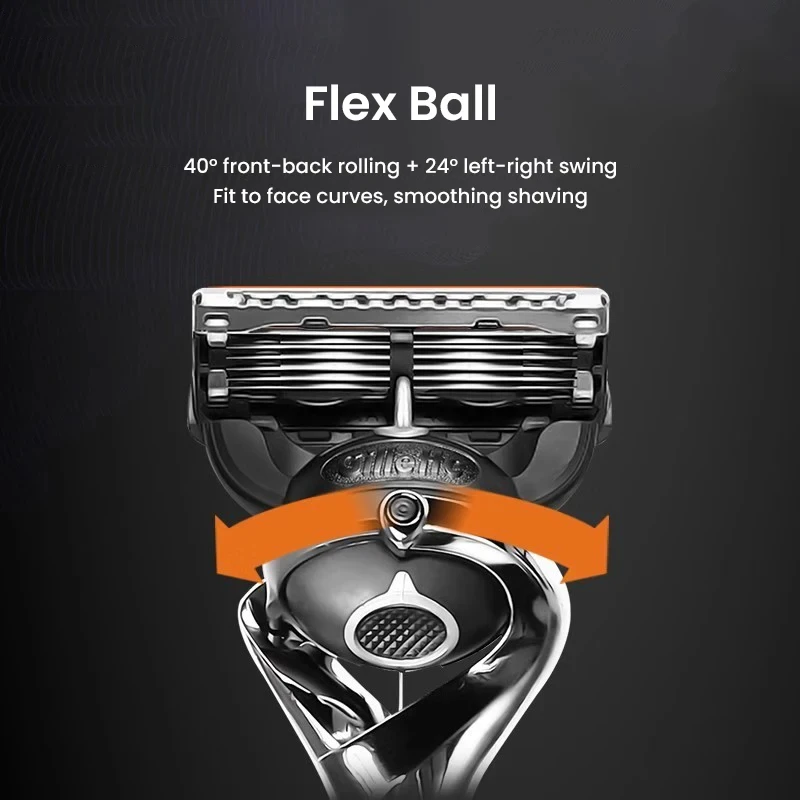 ماكينة حلاقة يدوية للرجال من الفولاذ المقاوم للصدأ، مقبض ماكينة حلاقة مغناطيسي اختياري، شفرات ماكينة حلاقة بخمس طبقات للجسم بالكامل