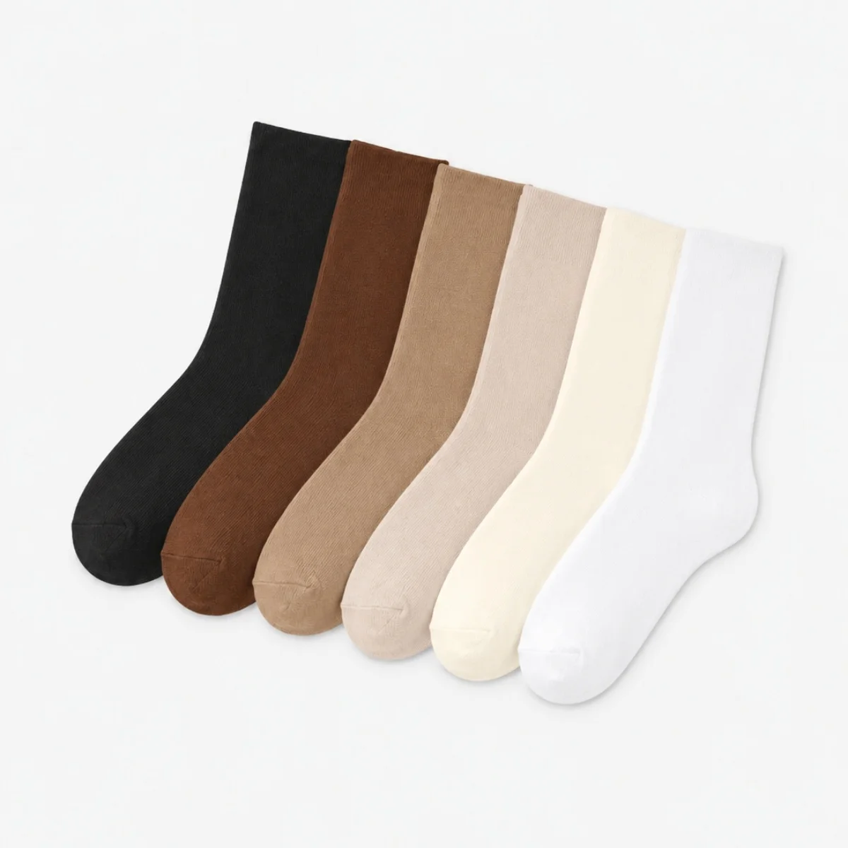 6/12 Pairs of Multi-Colored Women's Mid-Calf Socks, Solid Color Knit Breathable Versatile Student Slouch Socks, Lolita Style, Suitable for Pairing with Small Leather Shoes, Comfortable, Breathable, Moisture-Wicking, Su