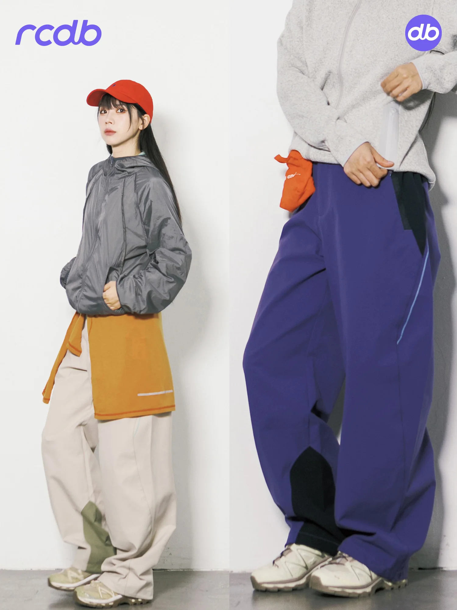 Outdoor Casual Wide Leg Knife Pants RCBD Color Block Quick Dry Windproof Water Resistant Hiking Camping Leisure Long Trousers