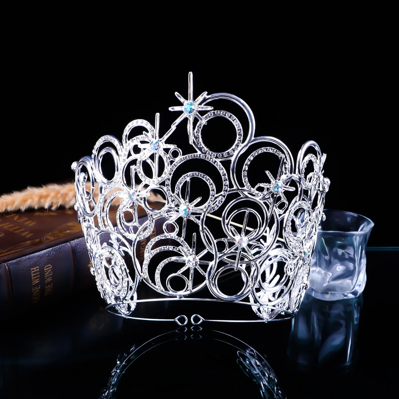 European and American Magic Evil Witch Bubble Crown Large Size Beauty Pageant Parade Crown Bride Alloy Crown